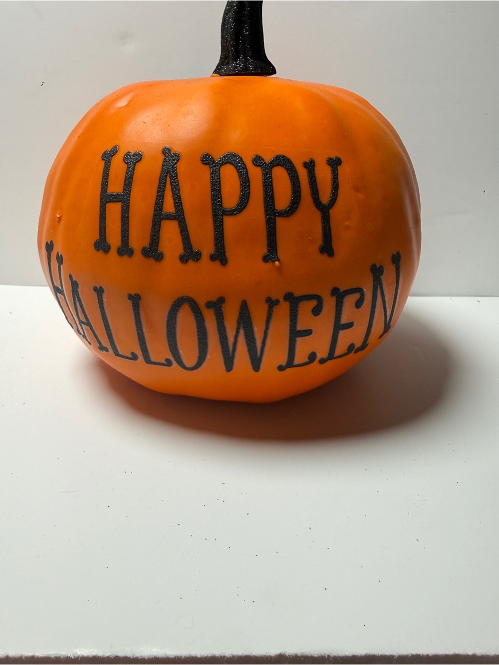 Festive Orange "Happy Halloween" Pumpkin Accent